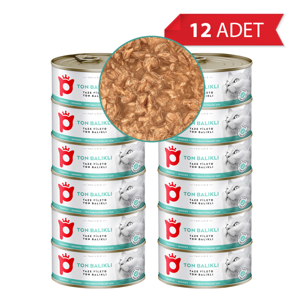 Petlebi Sos İçinde Fileto Taze Ton Balıklı Kedi Konservesi 70gr (12 Adet)