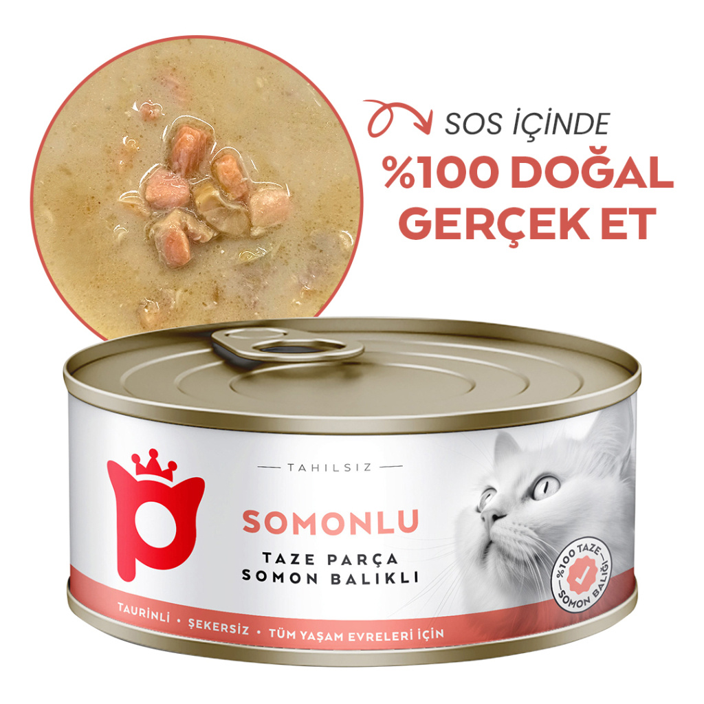 Petlebi Sos İçinde Parça Taze Somonlu Kedi Konservesi 70gr