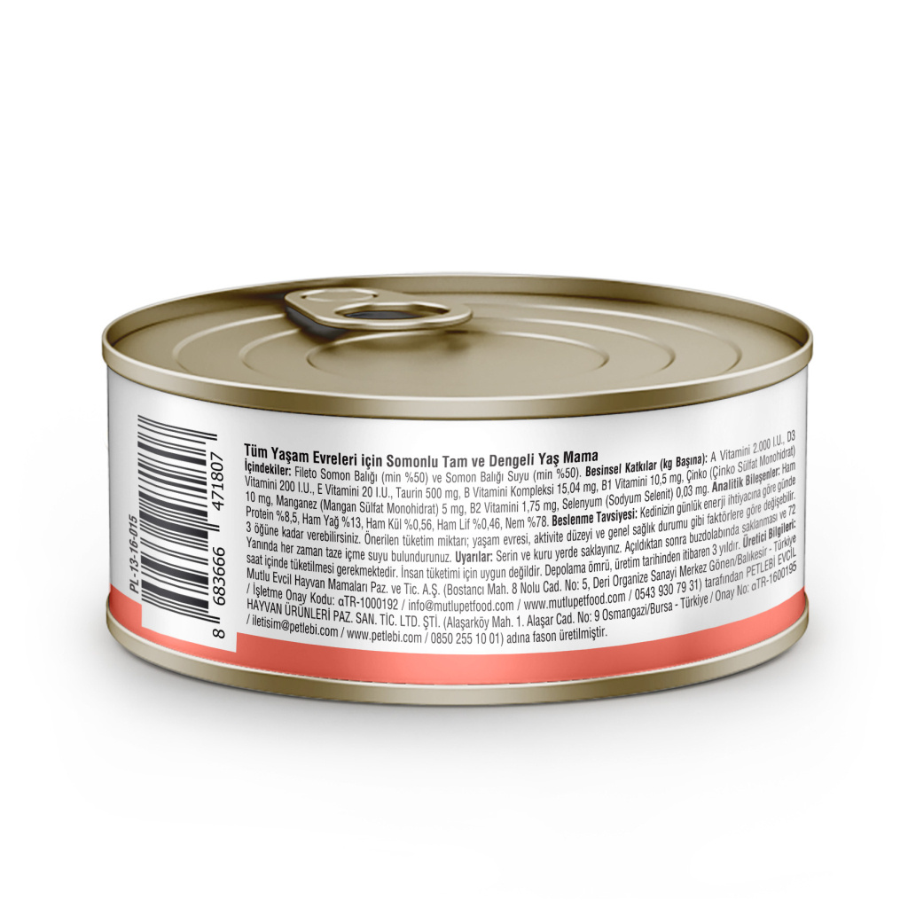 Petlebi Sos İçinde Parça Taze Somonlu Kedi Konservesi 70gr (6 Adet)