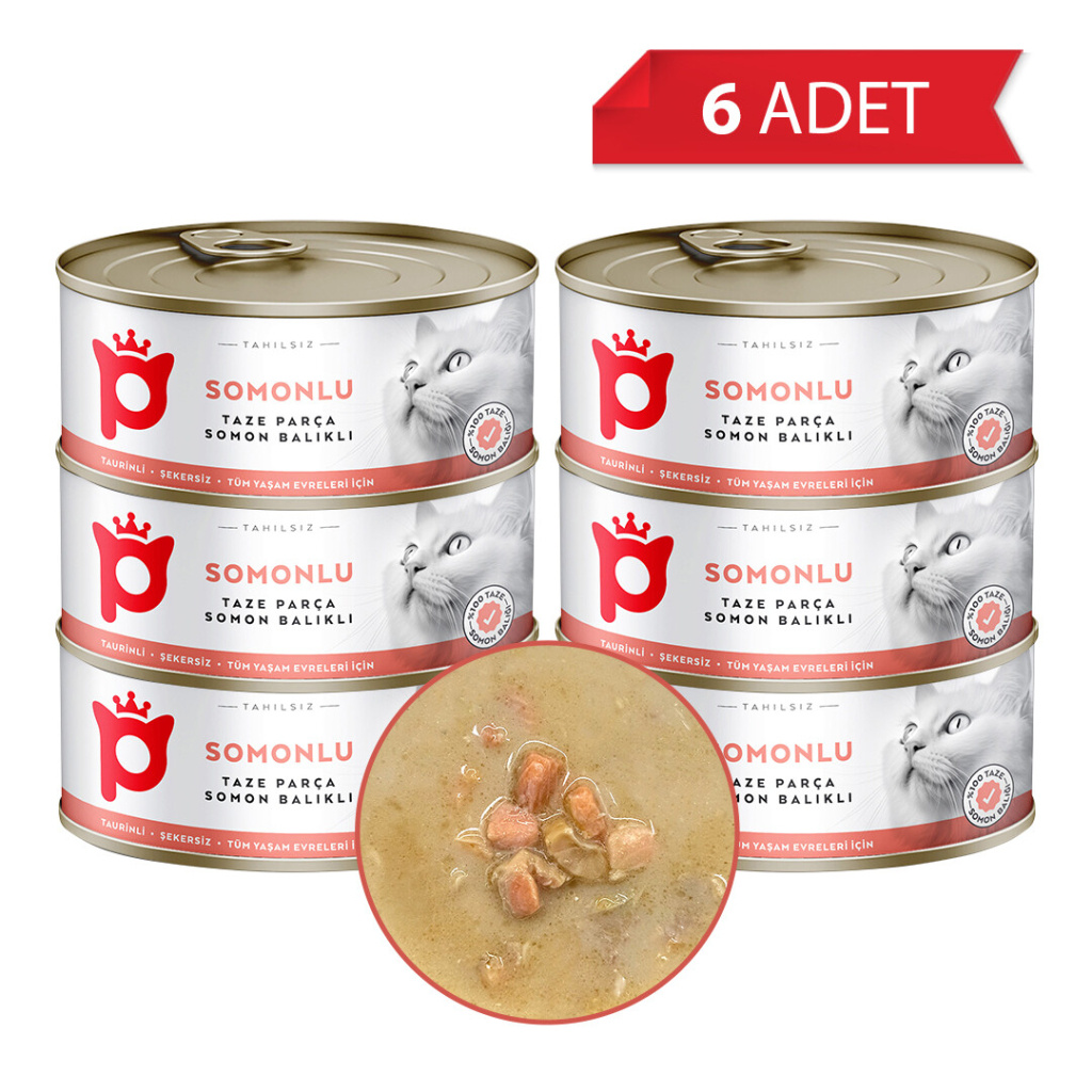 Petlebi Sos İçinde Parça Taze Somonlu Kedi Konservesi 70gr (6 Adet)