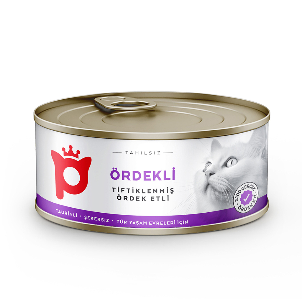 Petlebi Sos içinde Tiftiklenmiş Taze Ördek Etli Kedi Konservesi 70gr (6 Adet)