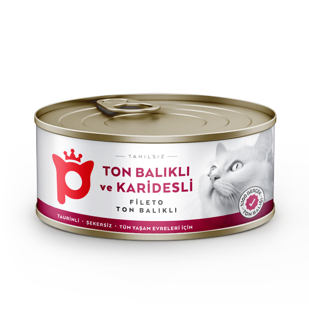 Petlebi Sos İçinde Fileto Taze Ton Balıklı ve Karidesli Kedi Konservesi 70gr (24 Adet)