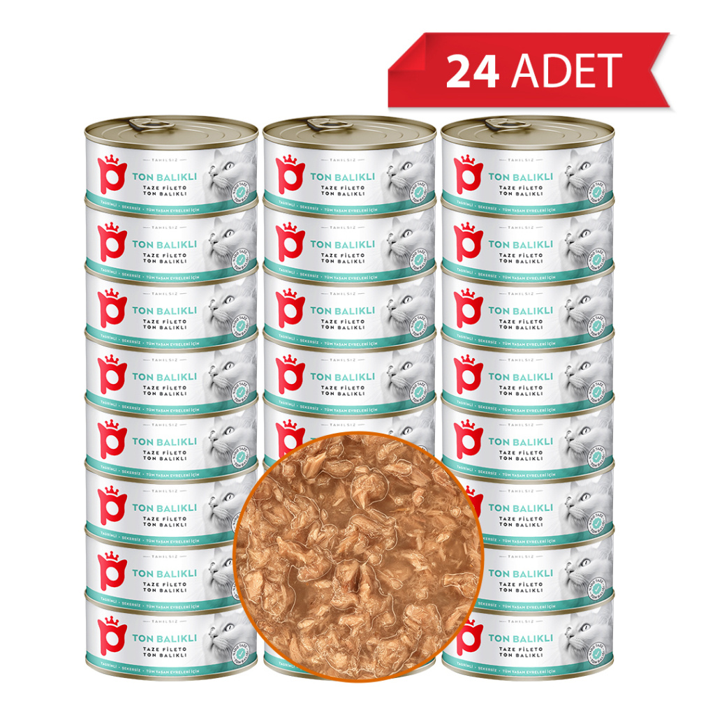 Petlebi Sos İçinde Fileto Taze Ton Balıklı Kedi Konservesi 70gr (24 Adet)