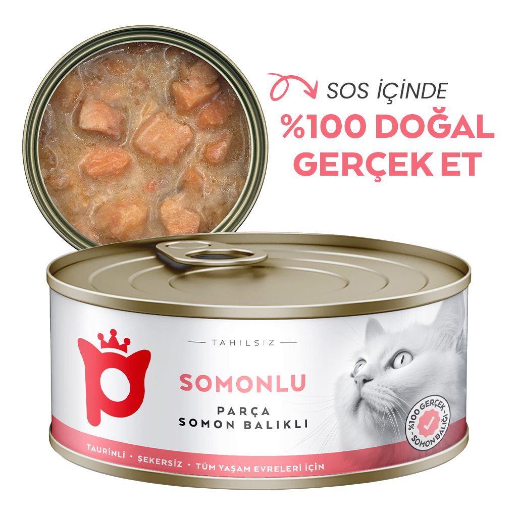 Petlebi Sos İçinde Parça Taze Somonlu Kedi Konservesi 70gr (24 Adet)
