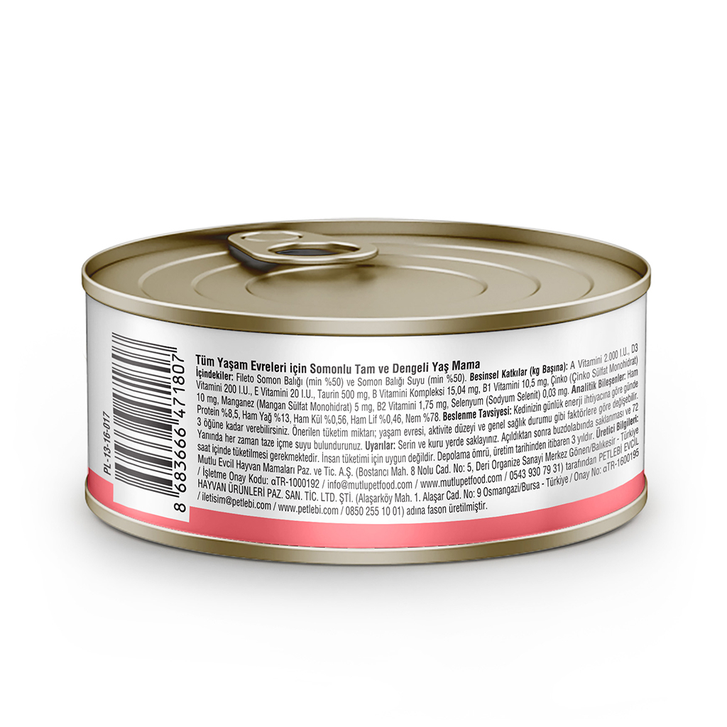 Petlebi Sos İçinde Parça Taze Somonlu Kedi Konservesi 70gr (24 Adet)