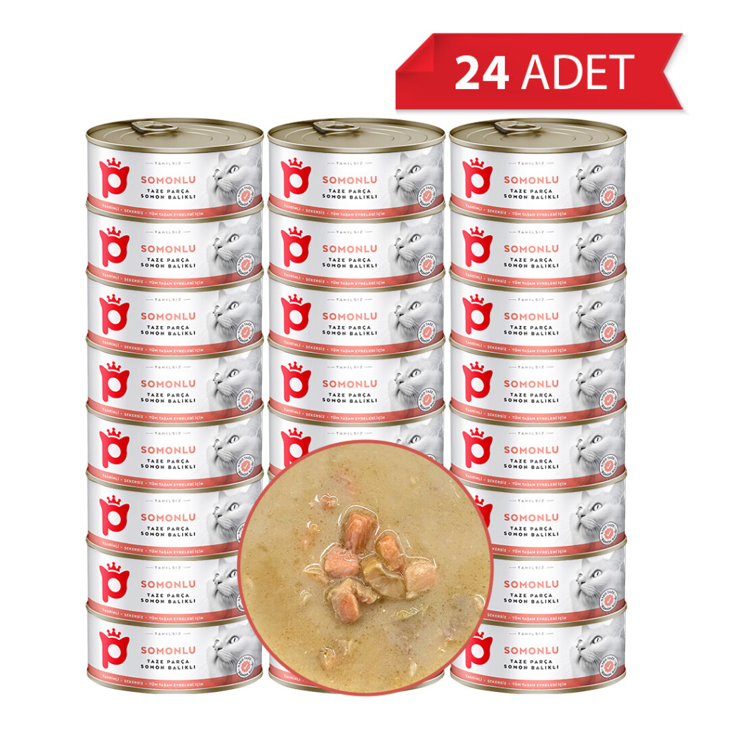 Petlebi Sos İçinde Parça Taze Somonlu Kedi Konservesi 70gr (24 Adet)