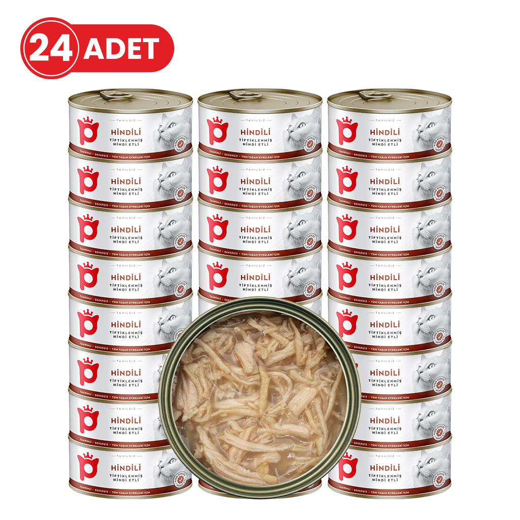 Petlebi Sos içinde Tiftiklenmiş Taze Hindi Etli Kedi Konservesi 70gr (24 Adet)