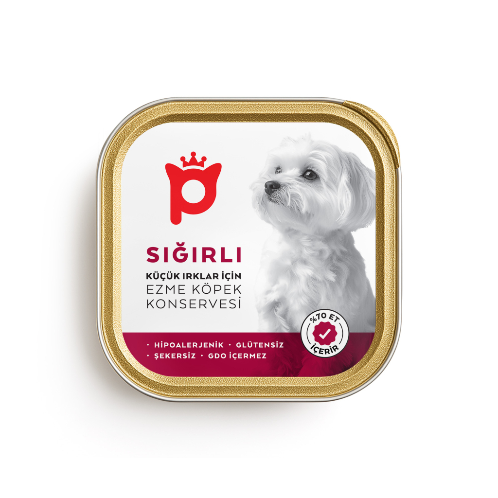 Petlebi Sığırlı Küçük Irklar İçin Ezme Köpek Konservesi 100gr