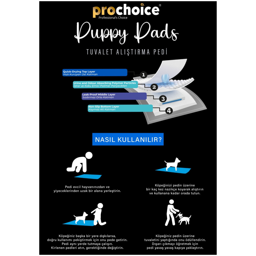 ProChoice Yavru Köpek Çiş Eğitim Pedi 60x90cm (30'lu)