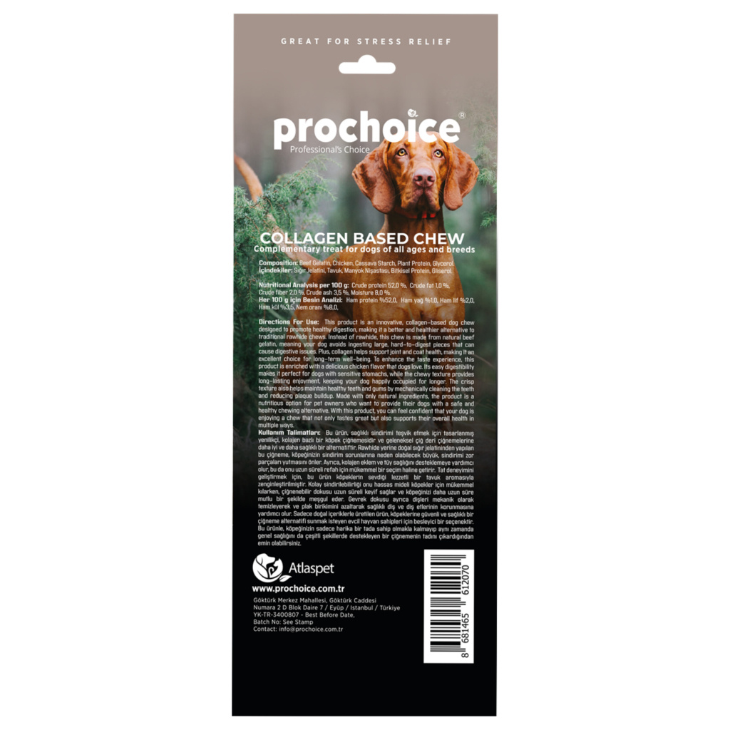 ProChoice Kolajenli Kemik Köpek Ödül Maması 12,5cm (3'lü)