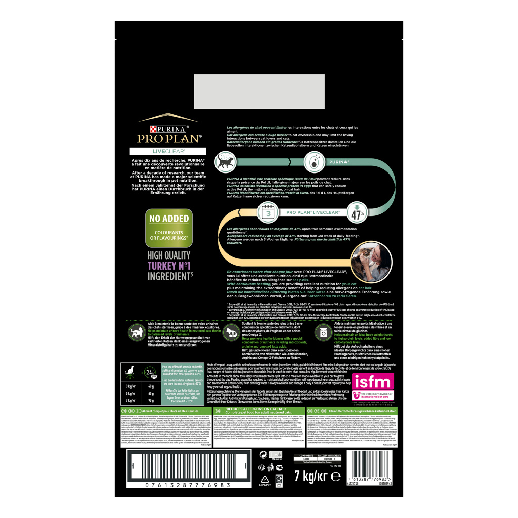 Pro Plan LiveClear Hindili Alerjen Azaltan Kısırlaştırılmış Kedi Maması 7kg