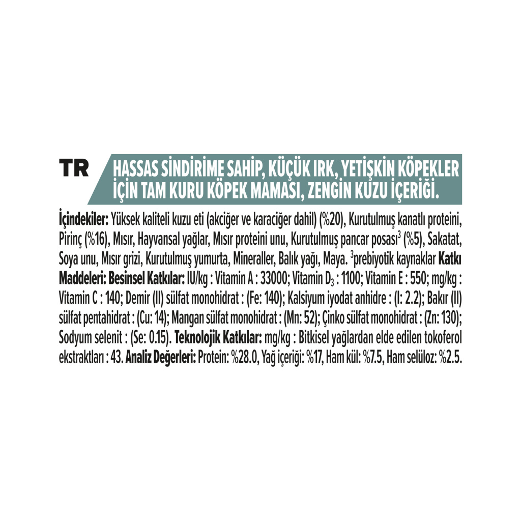 Pro Plan Small&Mini Sensitive Digestion Kuzu Etli Küçük Irk Yetişkin Köpek Maması 7kg