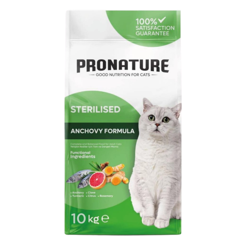 Pronature Kilo Kontrolü için Hamsili ve Pirinçli Kısırlaştırılmış Kedi Maması 10kg