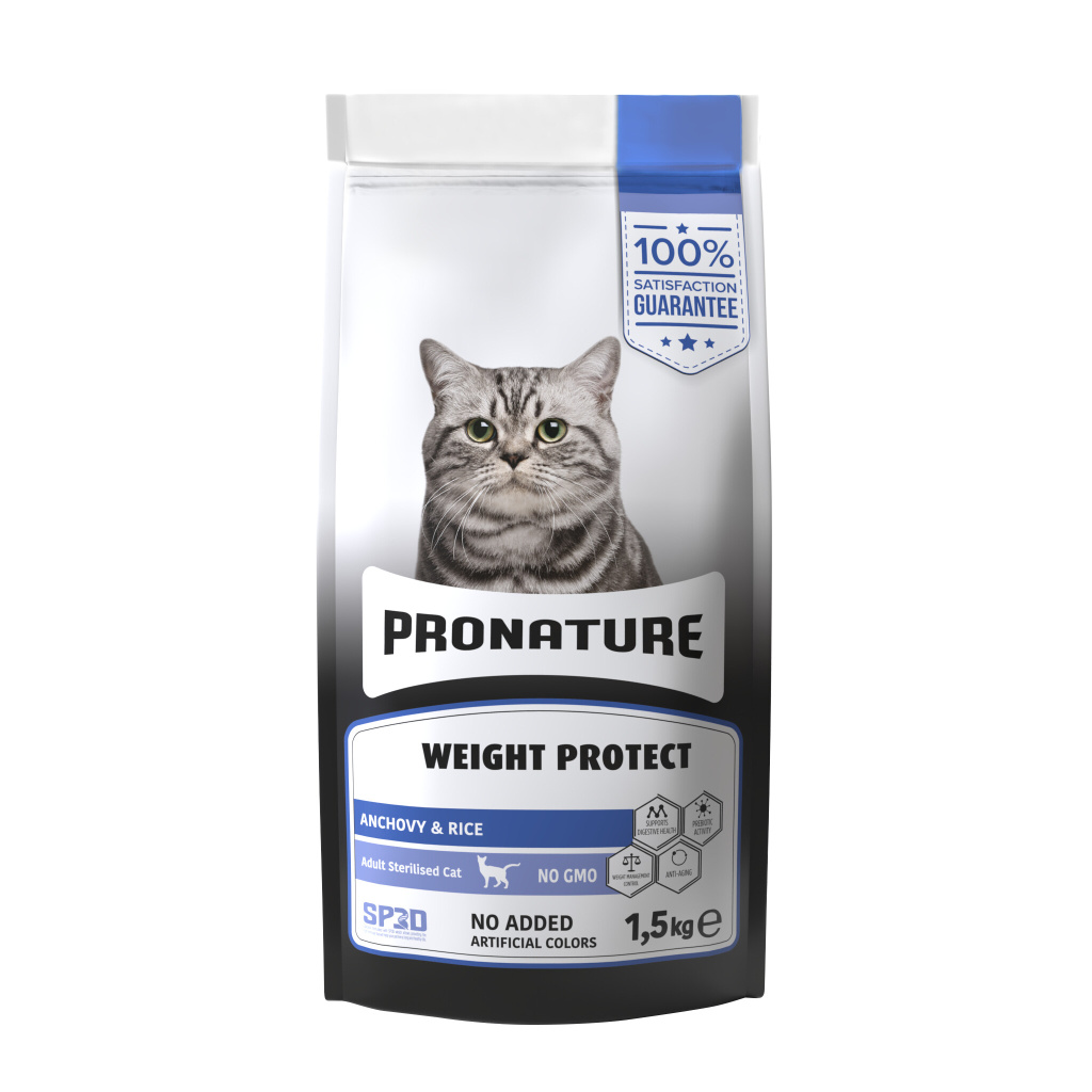 Pronature Kilo Kontrolü için Hamsili ve Pirinçli Kısırlaştırılmış Kedi Maması 1,5kg