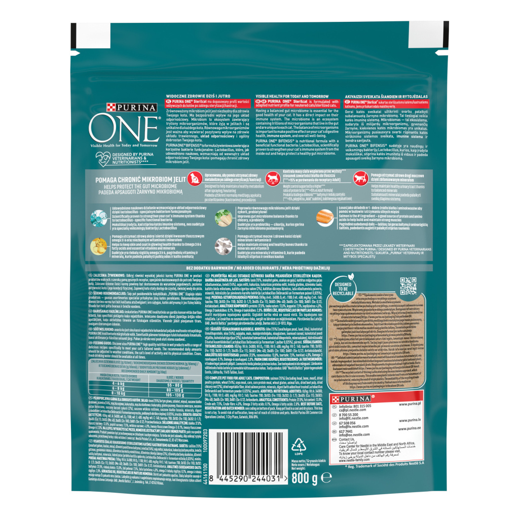 Purina One Somonlu Kısırlaştırılmış Kedi Maması 800gr