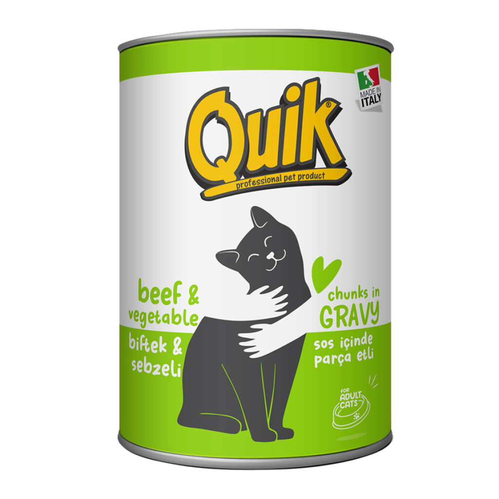 Quik Biftekli ve Sebzeli Yetişkin Kedi Konservesi 415gr