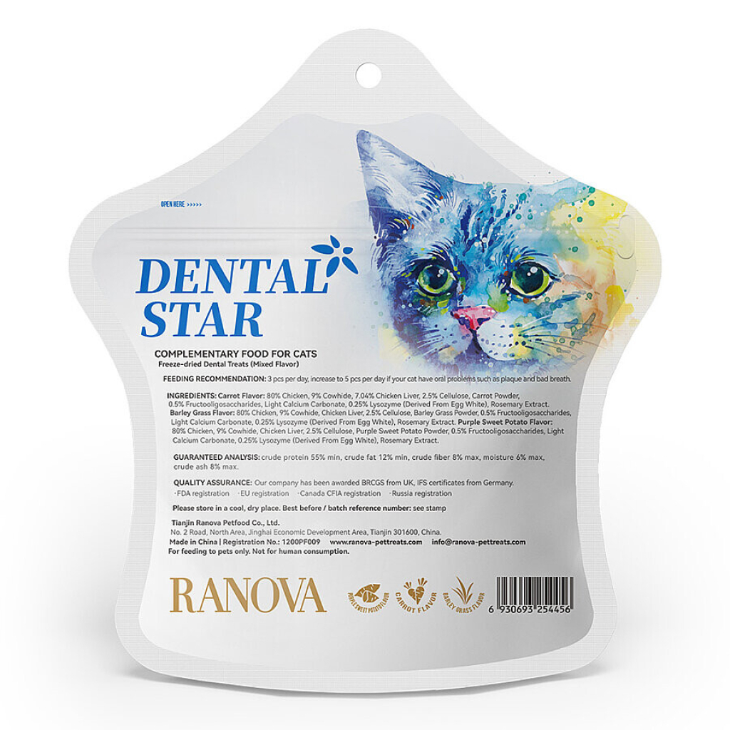 RANOVA Dental Karışık Aromalı Dondurularak Kurutulmuş Kedi Ödül Maması 36gr