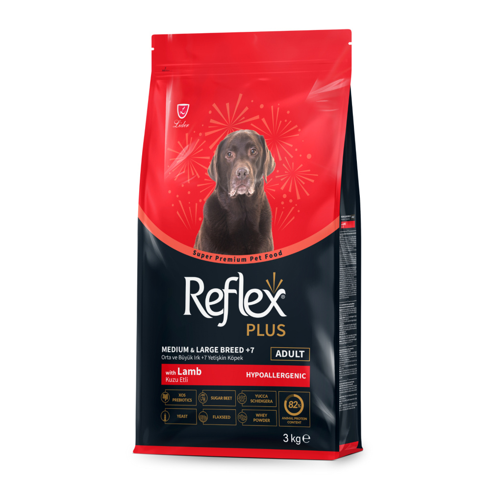 Reflex Plus Orta ve Büyük Irk 7+ Yaş için Kuzu Etli Yaşlı Köpek Maması 3kg