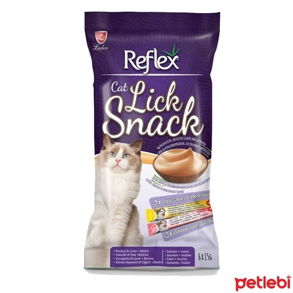 Reflex Lick Snack Kümes Hayvanlı ve Somonlu Sıvı Kedi Ödül Maması 15gr (6'lı)