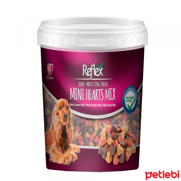 Reflex Karışık Renkli Mini Kalpli Yarı Yumuşak Köpek Ödül Maması 500gr