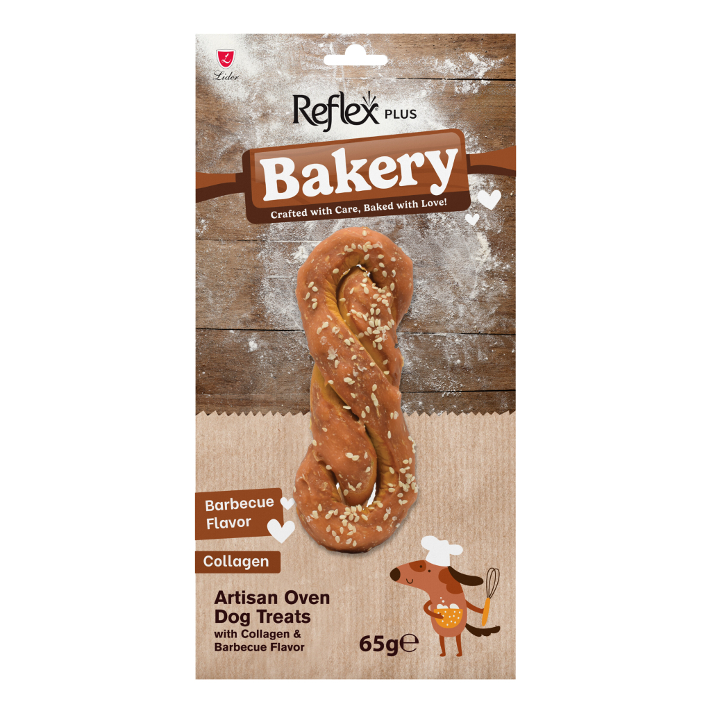 Reflex Plus Bakery Barbekü Aromalı Düğümlü Burgu Köpek Ödül Maması 65gr