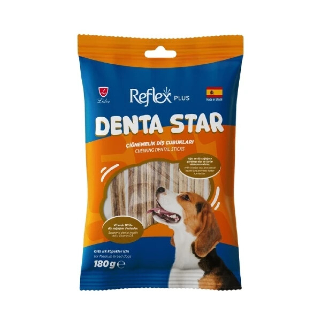 Reflex Plus Denta Star Diş Sağlığı Destekleyici Orta Irk Köpek Ödül Maması 180gr