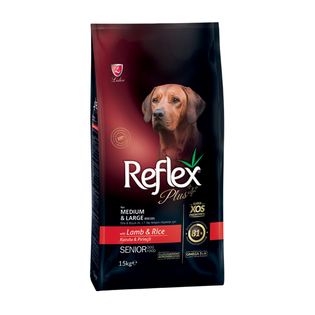 Reflex Plus Orta ve Büyük Irk 7+ Yaş için Kuzu Etli Yaşlı Köpek Maması 15kg