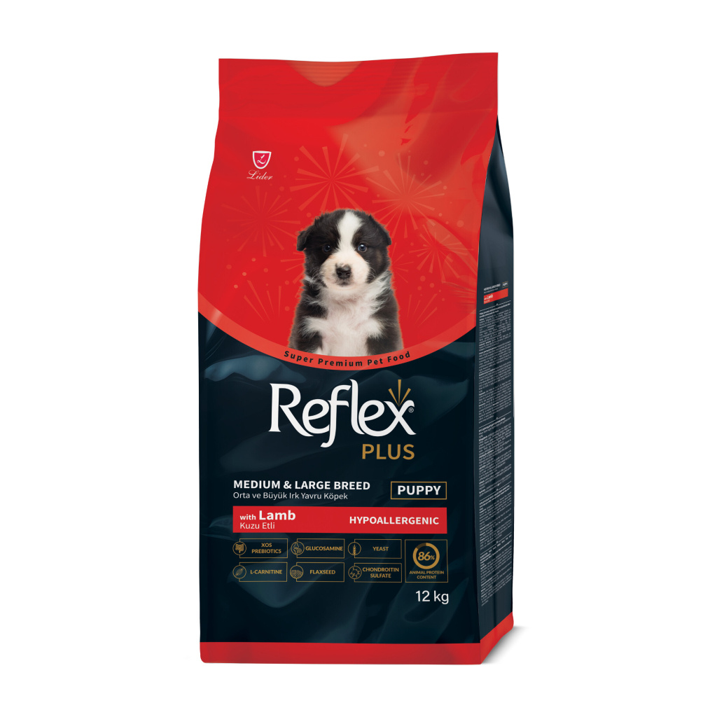 Reflex Plus Hipoalerjenik Kuzulu Orta ve Büyük Irk Yavru Köpek Maması 12kg