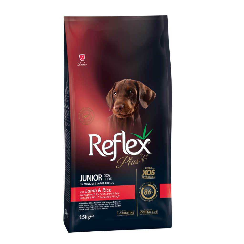 Reflex Plus Orta ve Büyük Irk Kuzu Etli Yavru Köpek Maması 15kg