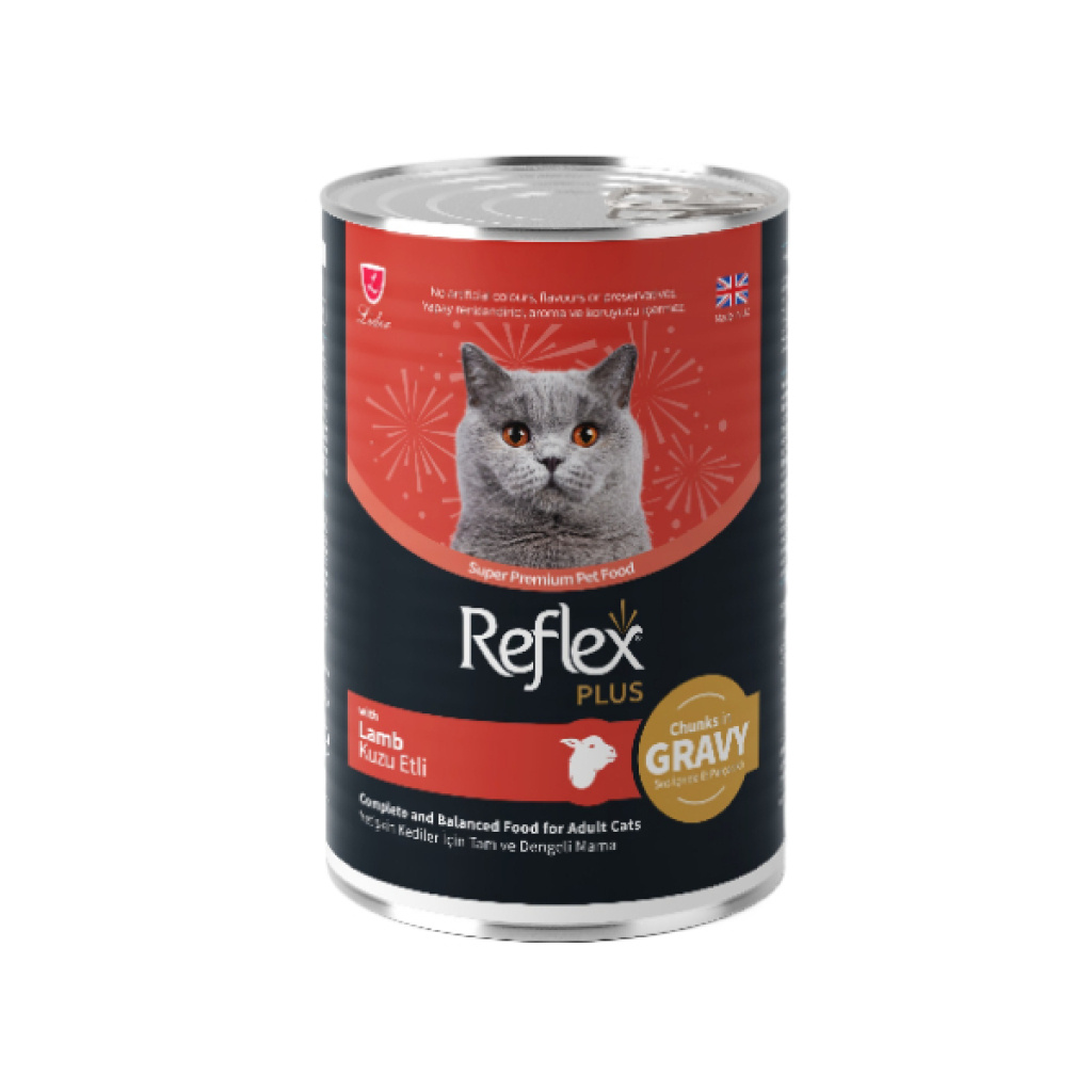 Reflex Plus Sos İçinde Parça Kuzulu Yetişkin Kedi Konservesi 400gr