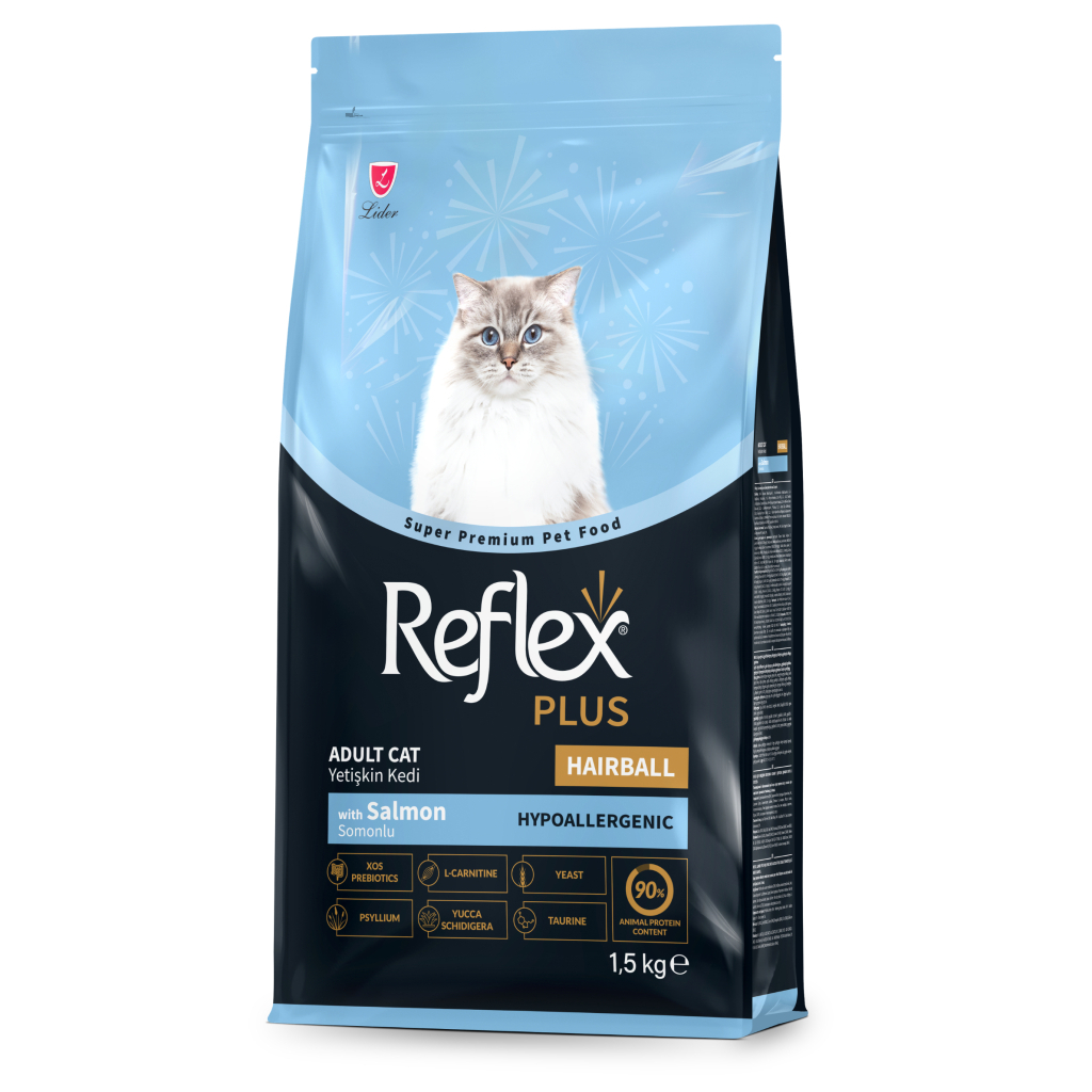 Reflex Plus Hipoalerjenik Hairball Somonlu Yetişkin Kedi Maması 1,5kg