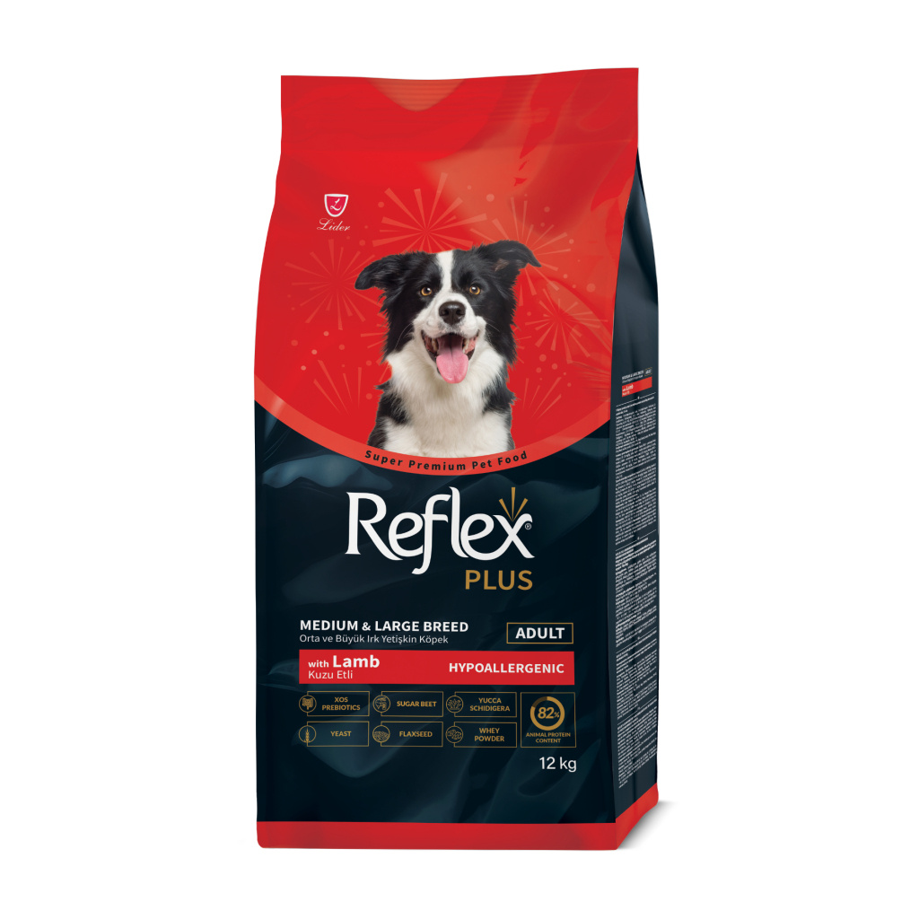 Reflex Plus Orta ve Büyük Irk Kuzu Etli Yetişkin Köpek Maması 12kg