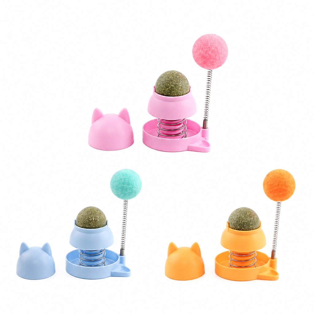 Rimba Catnipli Toplu Yaylı Kedi Oyuncağı 10cm (Karışık Renkli)