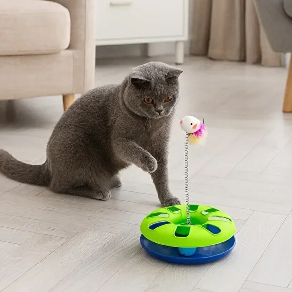 Rimba Toplu Yaylı Fareli Kedi Oyuncağı 24x35cm (Karışık Renkli)