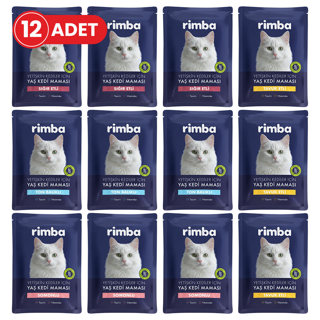 Rimba Jöle İçinde Karışık Çeşitli Kedi Konservesi 85gr (12 Adet)