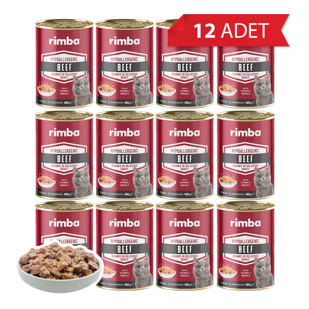 Rimba Sos İçinde Parçalı Sığırlı Kedi Konservesi 400gr (12 Adet)