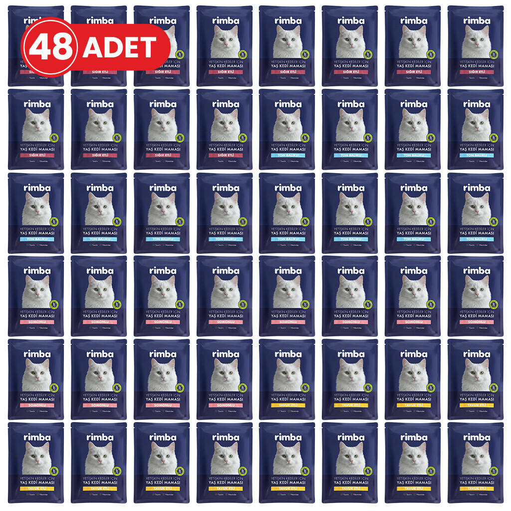 Rimba Jöle İçinde Karışık Çeşitli Kedi Konservesi 85gr (48 Adet)