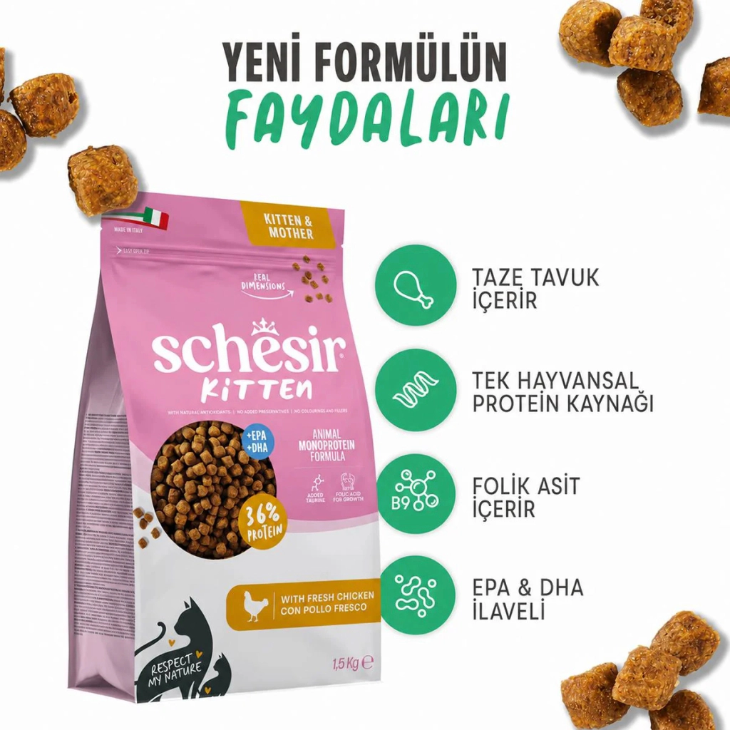 Schesir Tavuklu Yavru Kedi Maması 1,5kg