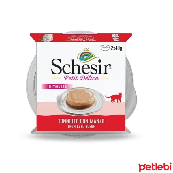 Schesir Petit Delice Ton Balıklı ve Sığır Etli Yetişkin Kedi Konservesi 40gr (2'li)