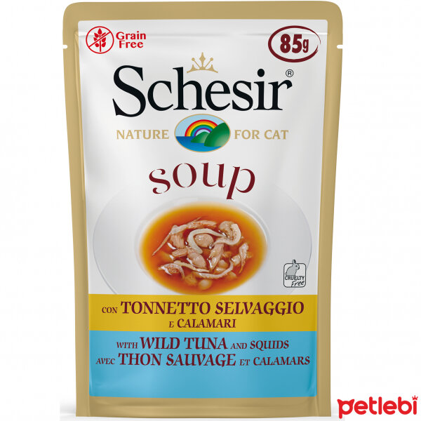 Schesir Ton Balıklı ve Kalamarlı Tahılsız Yetişkin Kedi Çorbası 85gr