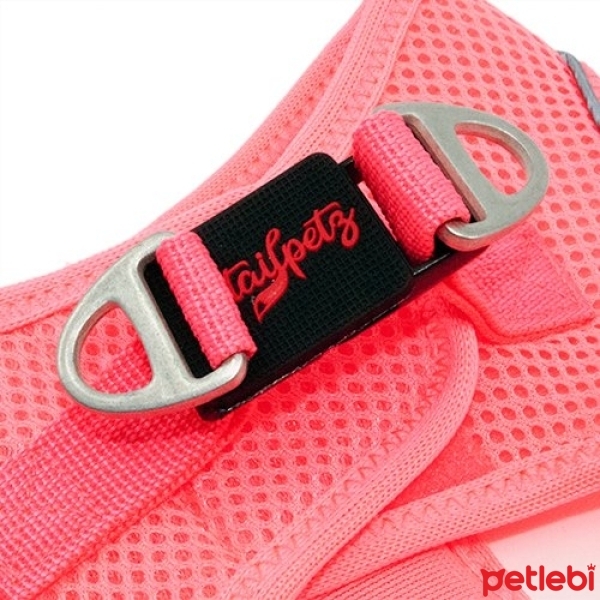 Tailpetz Air-Mesh Küçük Irk Köpek Göğüs Tasması 36-44cm (Neon Pembe) [S]