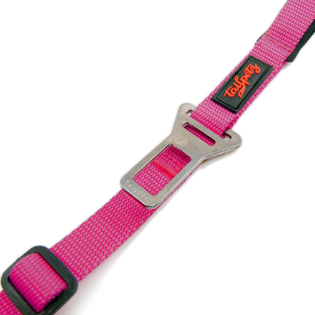 Tailpetz Emniyet Kemeri Bağlantılı Kedi ve Köpek Gezdirme Kayışı (Fuşya) [S]