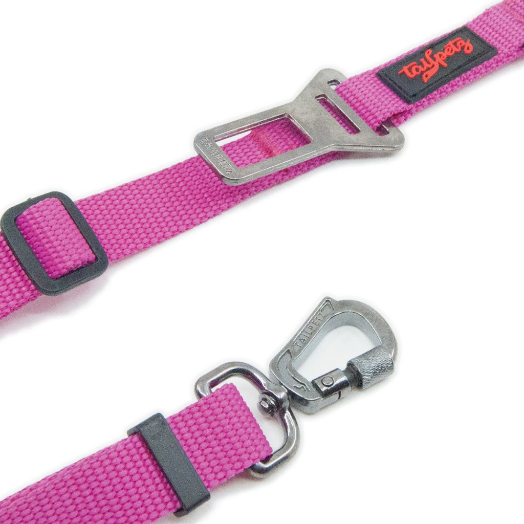 Tailpetz Emniyet Kemeri Bağlantılı Kedi ve Köpek Gezdirme Kayışı (Fuşya) [S]