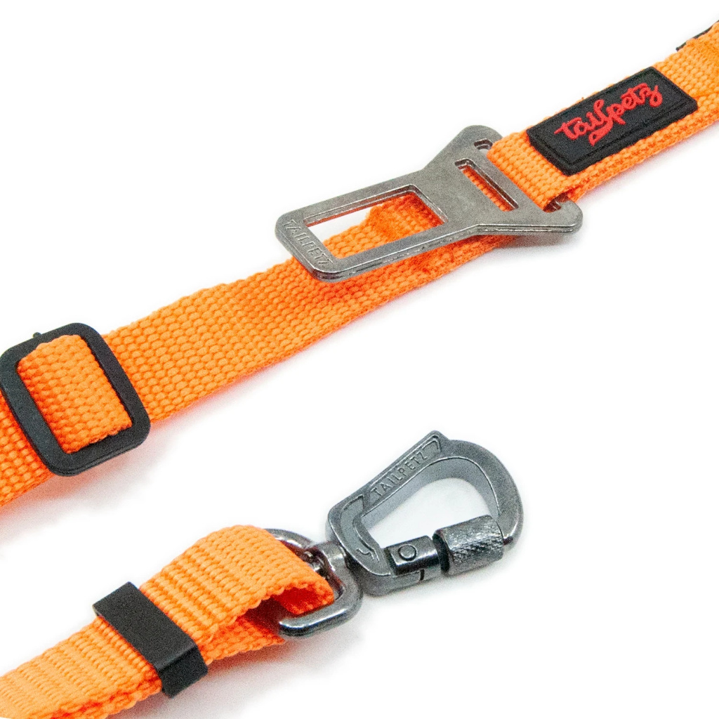 Tailpetz Emniyet Kemeri Bağlantılı Kedi ve Köpek Gezdirme Kayışı (Turuncu) [S]