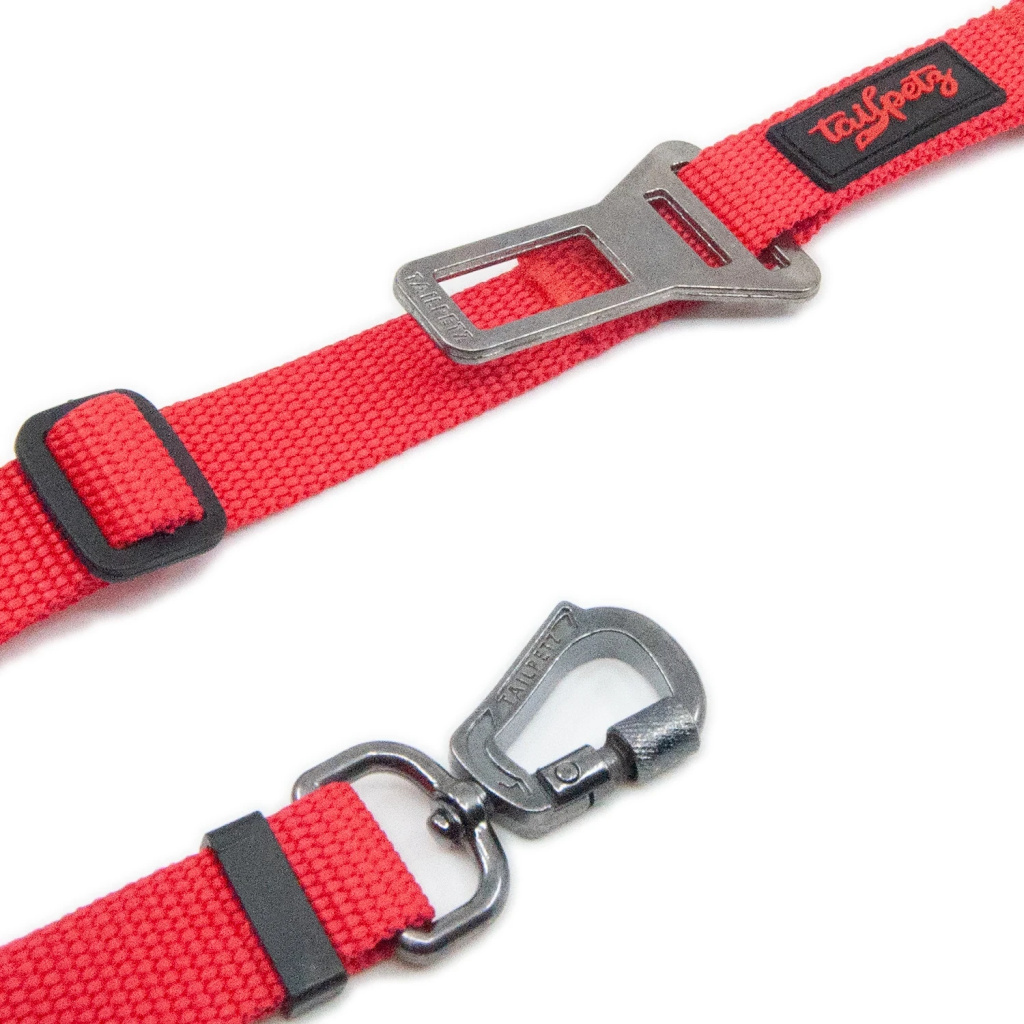Tailpetz Emniyet Kemeri Bağlantılı Kedi ve Köpek Gezdirme Kayışı (Kırmızı) [S]