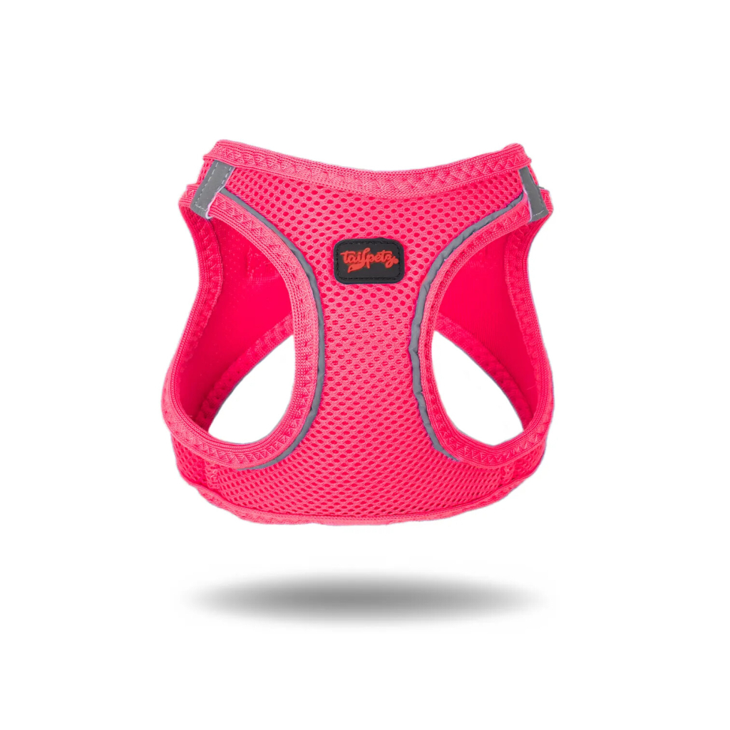 Tailpetz Air-Mesh Küçük Irk Köpek Göğüs Tasması 28-32cm (Neon Pembe) [2XS]