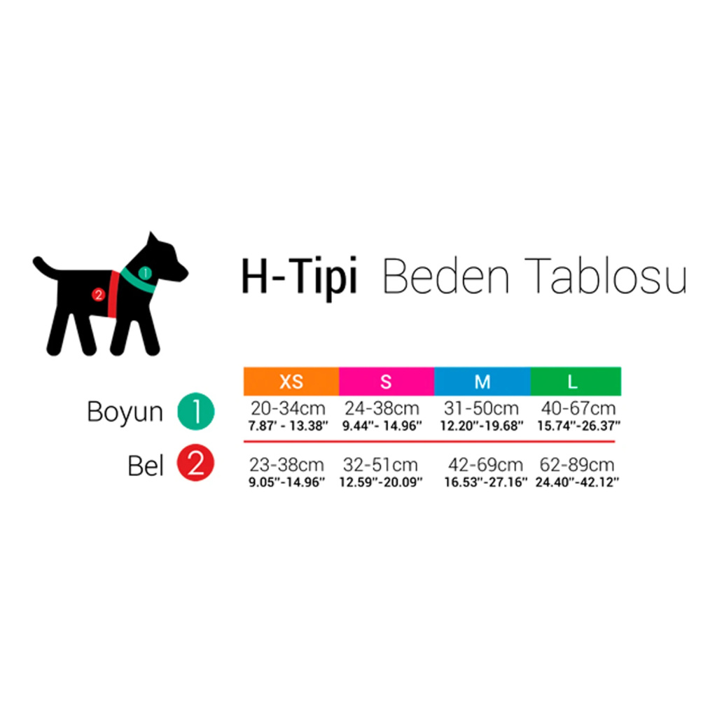 Tailpetz H-Tipi Köpek Göğüs Tasması (Gökkuşağı) [S]