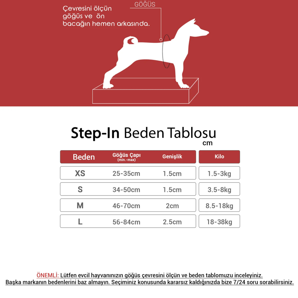 Tailpetz Step-In Köpek Göğüs Tasması (Kırmızı) [S]