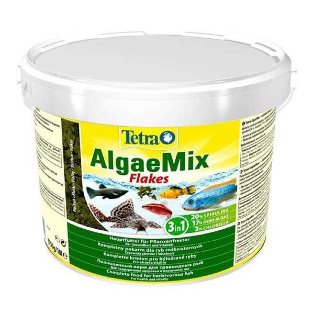 Tetra AlgaeMix Spirulina Nori ve Chlorella Yosunlu Otçul Süs Balığı Pul Yemi 10000ml 1750gr