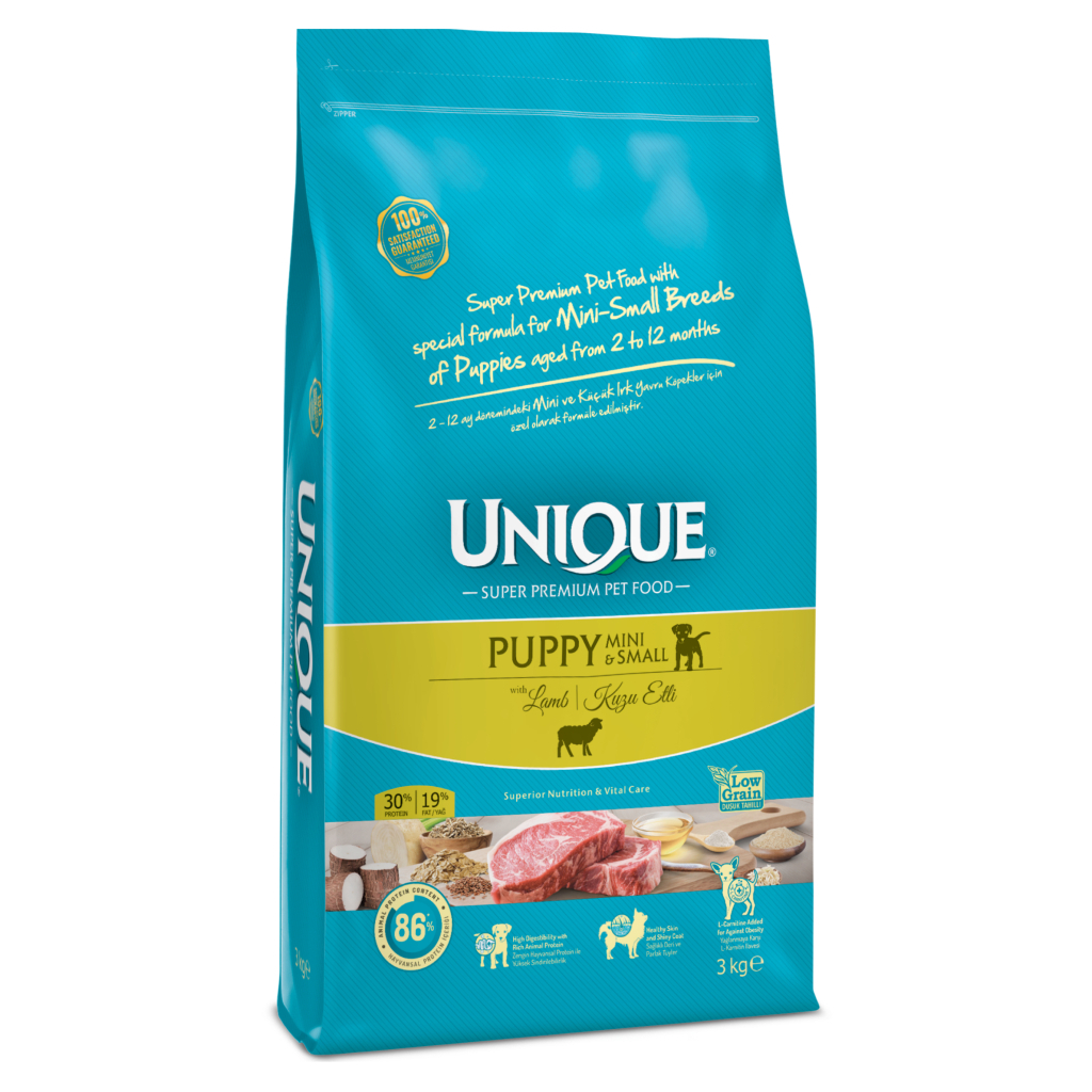 Unique Mini&Small Kuzulu Küçük Irk Düşük Tahıllı Yavru Köpek Maması 3kg